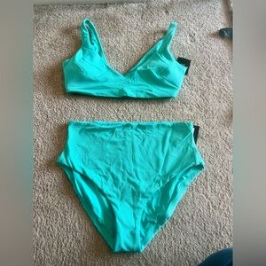 NWT SPANX Aqua High Waisted Bikini. Top is size large, bottom is size X-Large.
